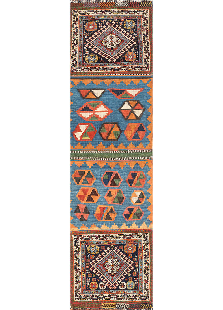 kiaan blue wool hand knotted Rug - HeadShot