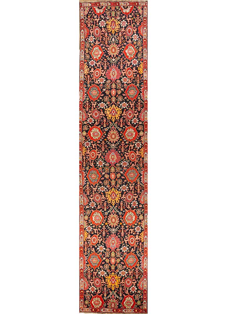 aalam blue wool hand knotted Rug - HeadShot