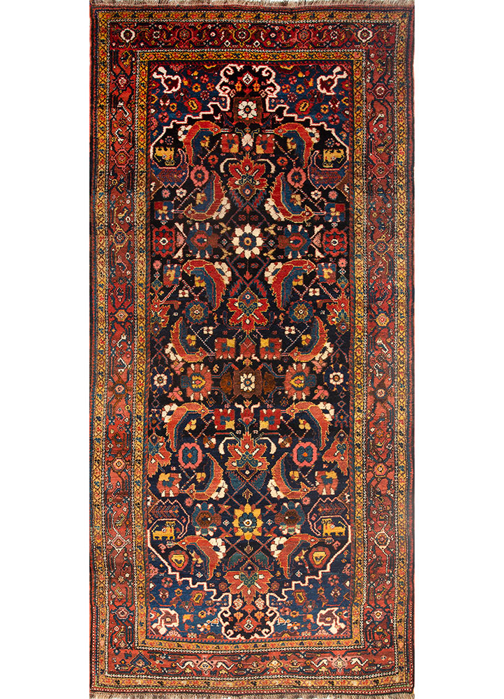 aalam blue wool hand knotted Rug - HeadShot