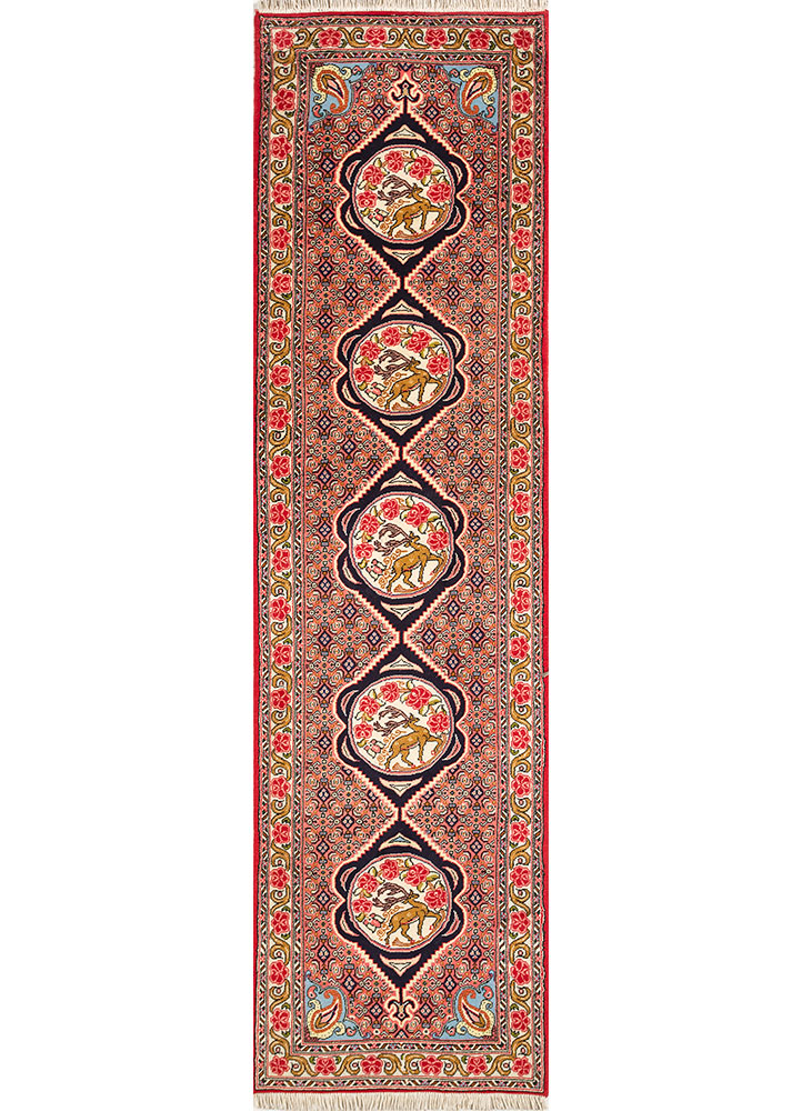 aalam pink and purple wool hand knotted Rug - HeadShot