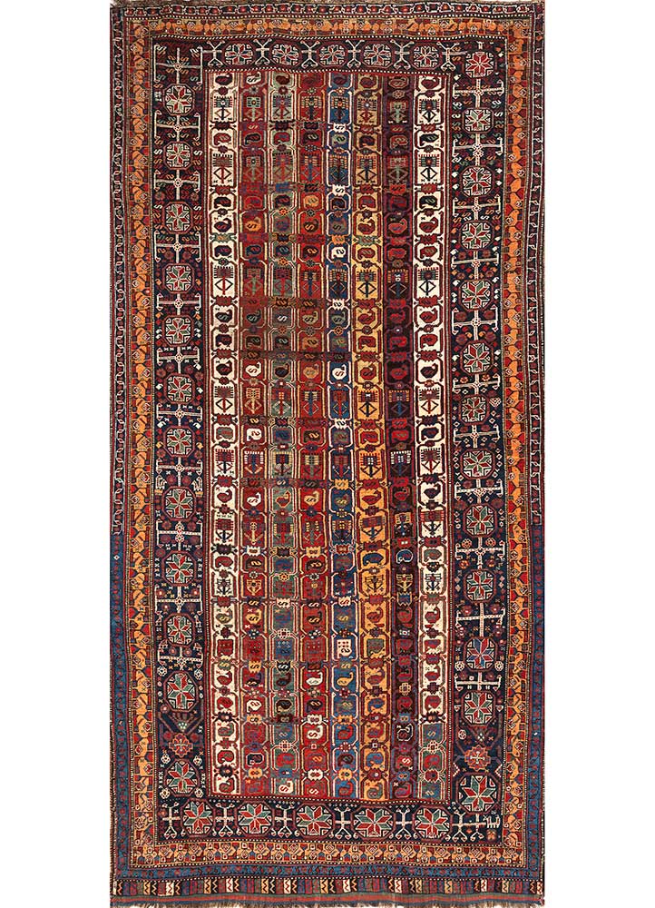 aalam red and orange wool hand knotted Rug - HeadShot