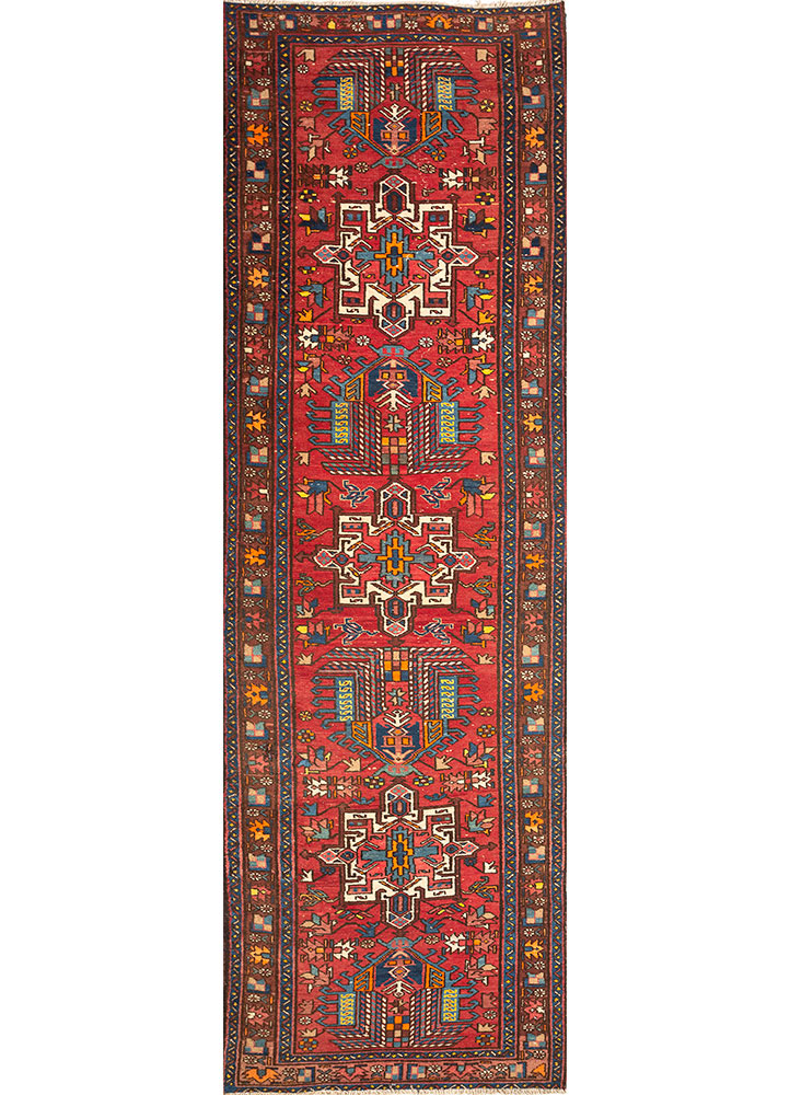 nuray red and orange wool hand knotted Rug - HeadShot