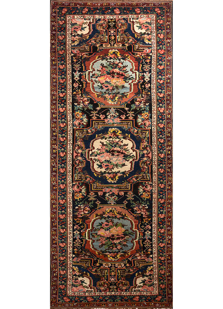 aalam blue wool hand knotted Rug - HeadShot