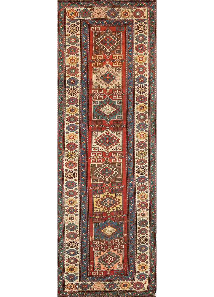 kiaan red and orange wool hand knotted Rug - HeadShot