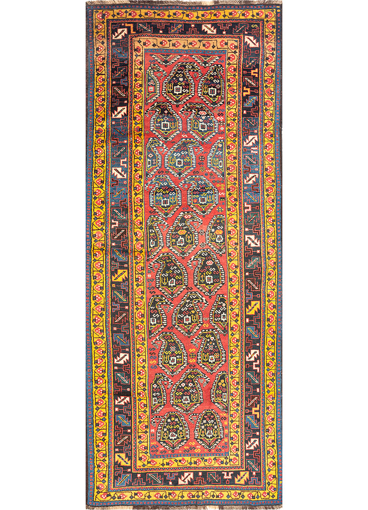 kiaan red and orange wool hand knotted Rug - HeadShot