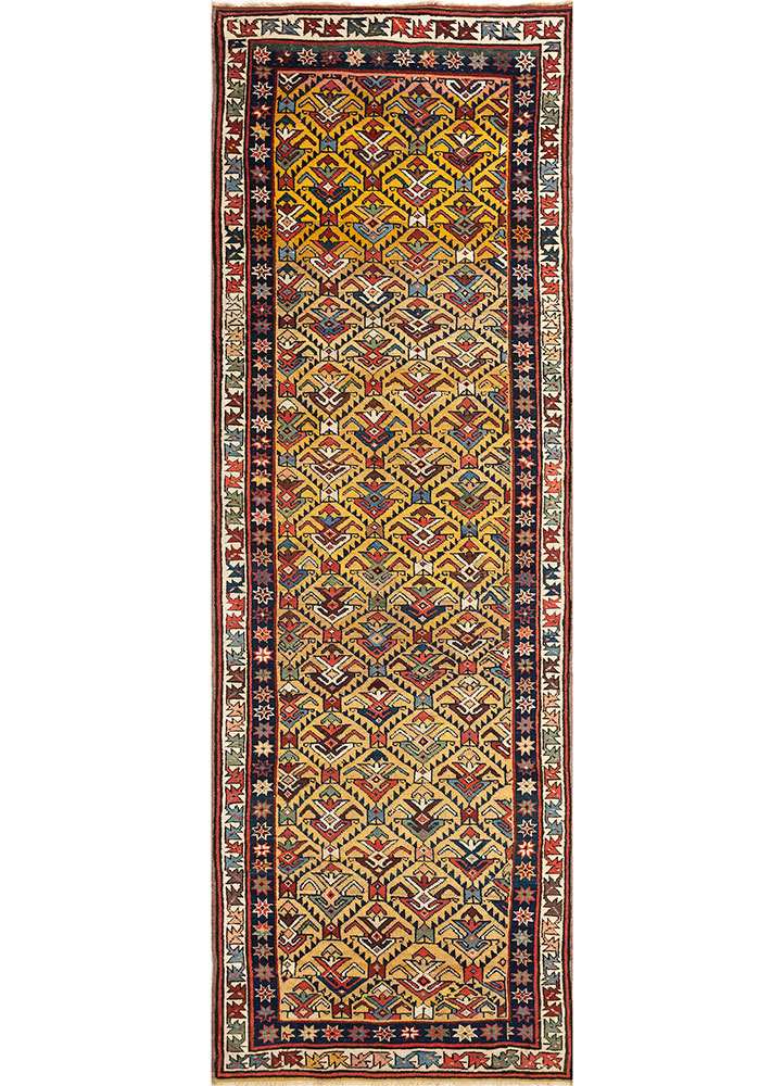 aalam gold wool hand knotted Rug - HeadShot