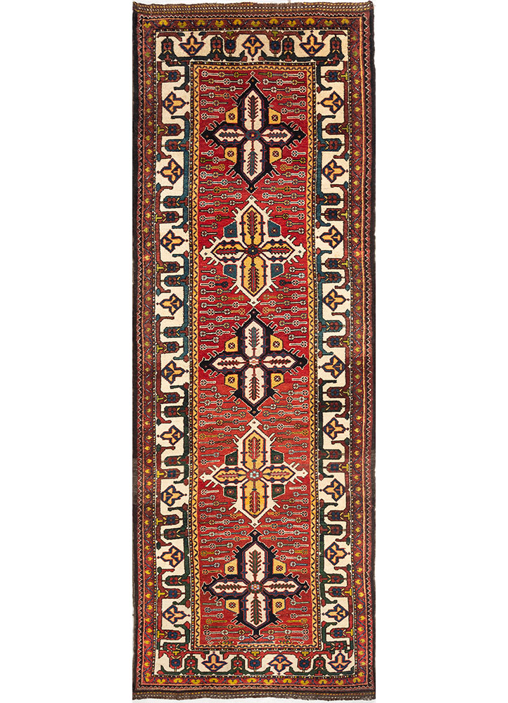 kiaan red and orange wool hand knotted Rug - HeadShot