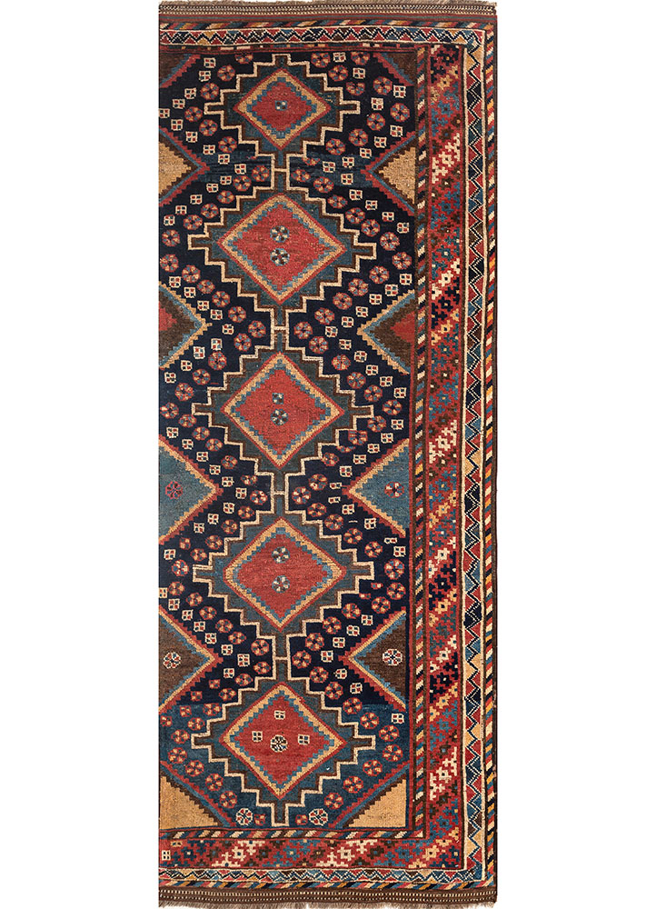 kiaan blue wool hand knotted Rug - HeadShot