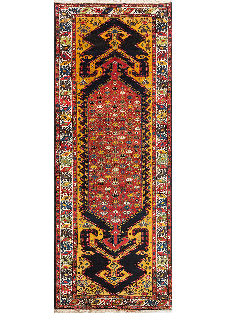 kiaan red and orange wool hand knotted Rug - HeadShot