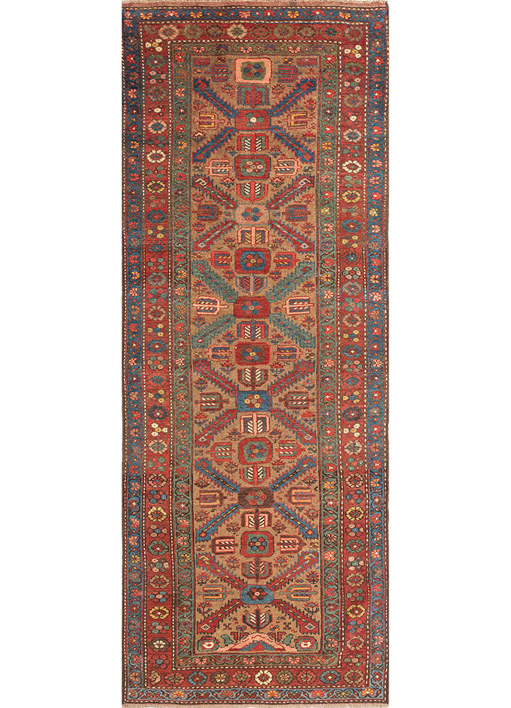 kiaan beige and brown wool hand knotted Rug - HeadShot