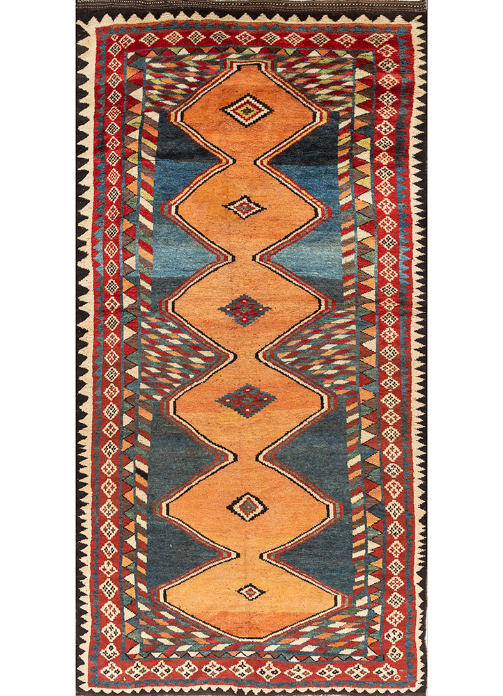 kiaan red and orange wool hand knotted Rug - HeadShot