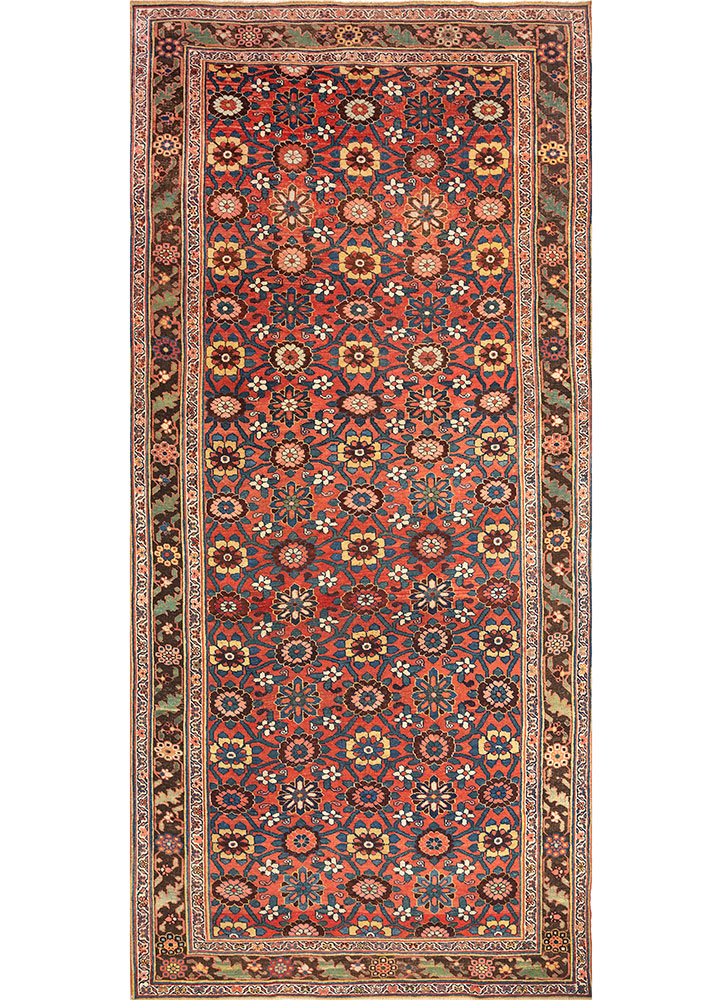 aalam red and orange wool hand knotted Rug - HeadShot