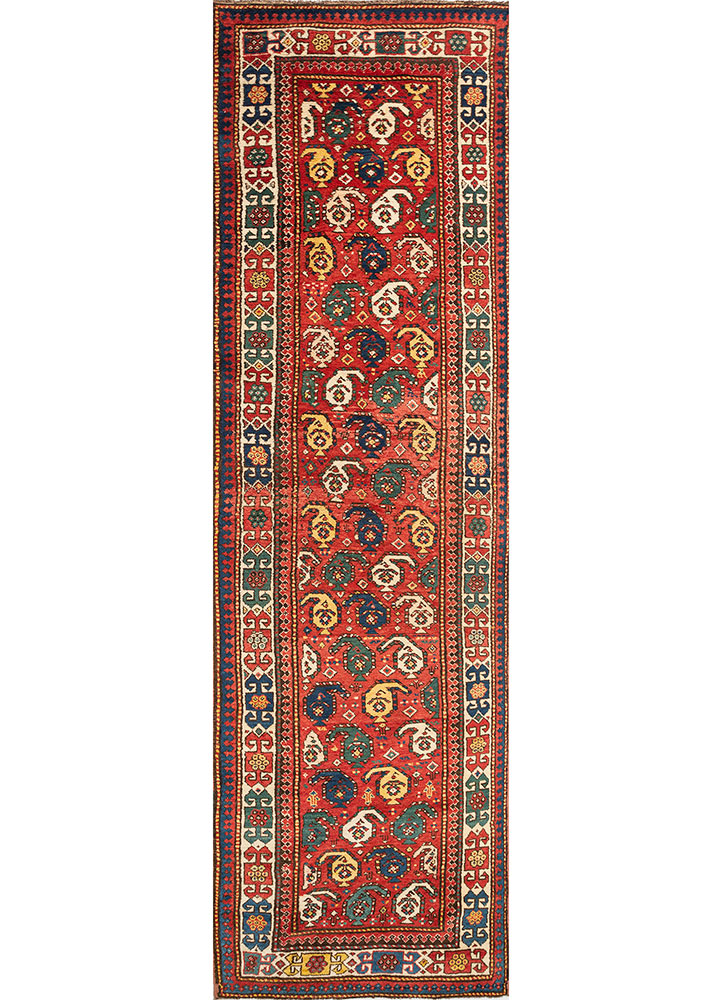 kiaan red and orange wool hand knotted Rug - HeadShot