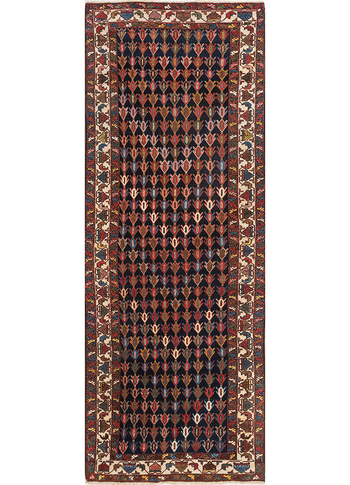 aalam blue wool hand knotted Rug - HeadShot