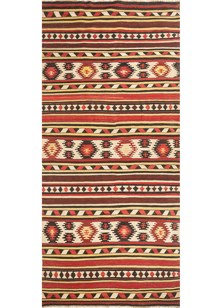 nayaab red and orange wool flat weaves Rug - HeadShot