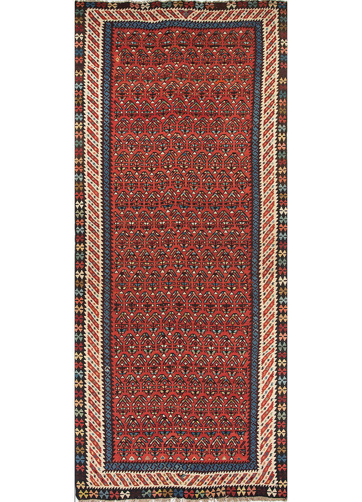 nayaab red and orange wool flat weaves Rug - HeadShot