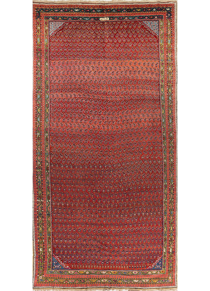 kiaan red and orange wool hand knotted Rug - HeadShot