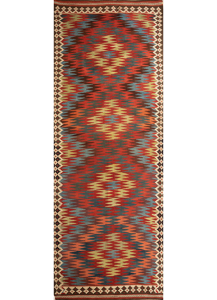 nayaab red and orange wool flat weaves Rug - HeadShot