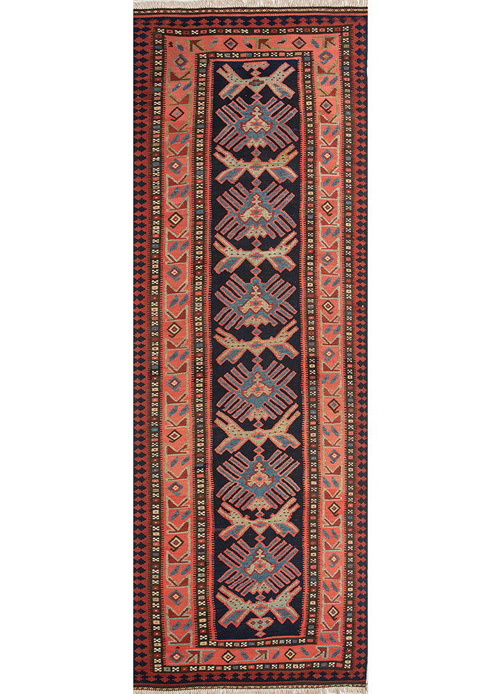 nayaab pink and purple wool flat weaves Rug - HeadShot
