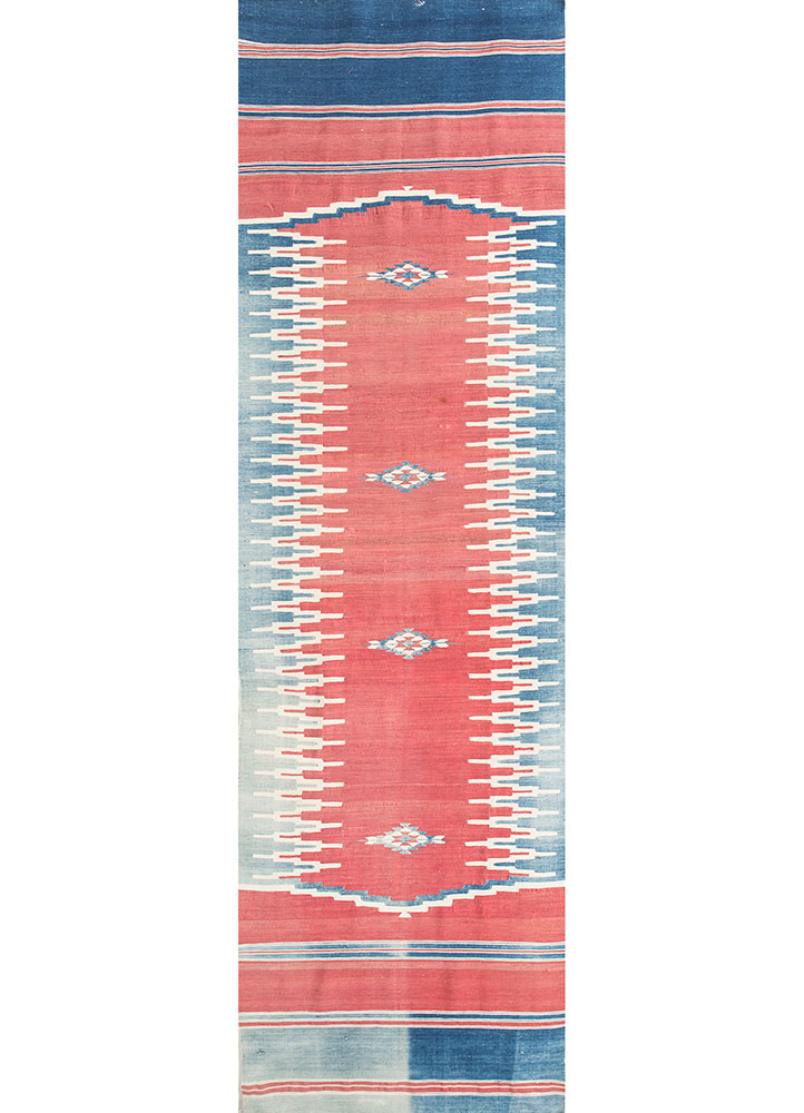 nayaab blue wool flat weaves Rug - HeadShot