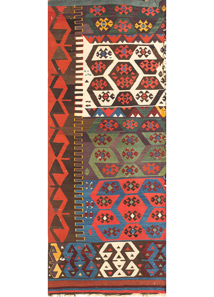 nayaab beige and brown wool flat weaves Rug - HeadShot