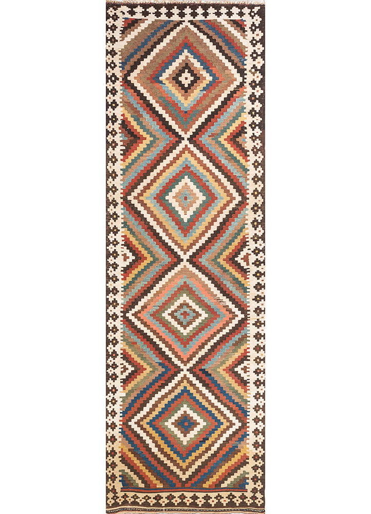 nayaab blue wool flat weaves Rug - HeadShot