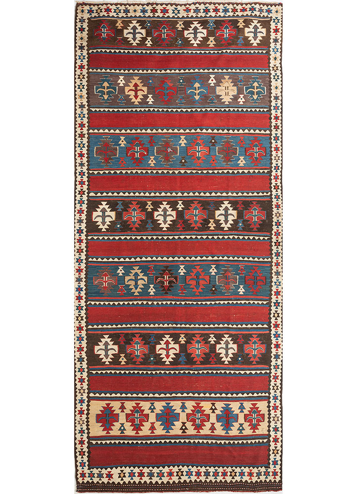 nayaab red and orange wool flat weaves Rug - HeadShot