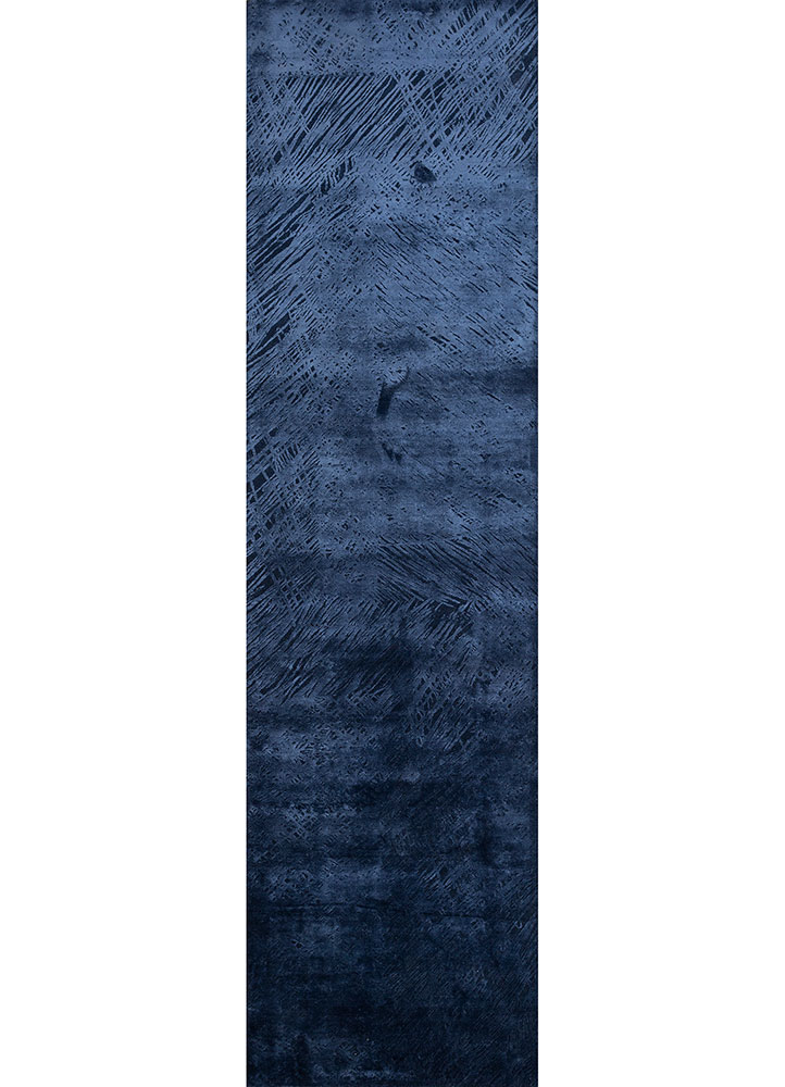 free verse by kavi blue wool and silk hand knotted Rug - HeadShot