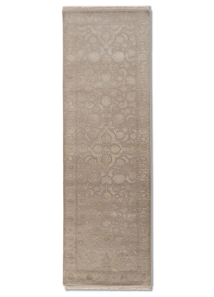 aurora grey and black wool and silk hand knotted Rug - HeadShot