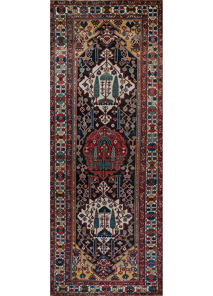 aalam blue wool hand knotted Rug - HeadShot