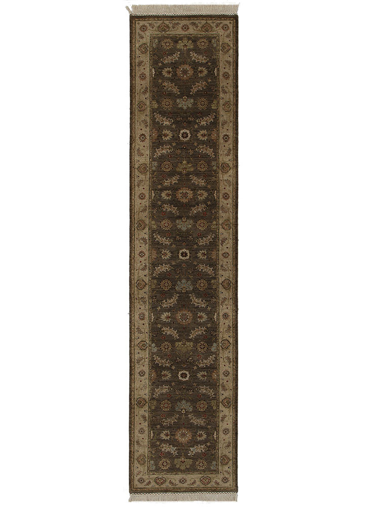 gulnar beige and brown wool hand knotted Rug - HeadShot