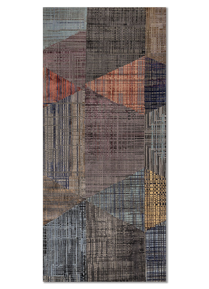 aprezo grey and black wool and bamboo silk hand knotted Rug - HeadShot