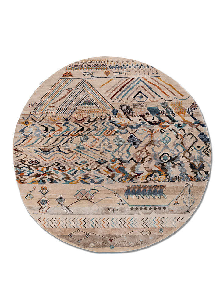 manchaha red and orange wool and bamboo silk hand knotted Rug - HeadShot