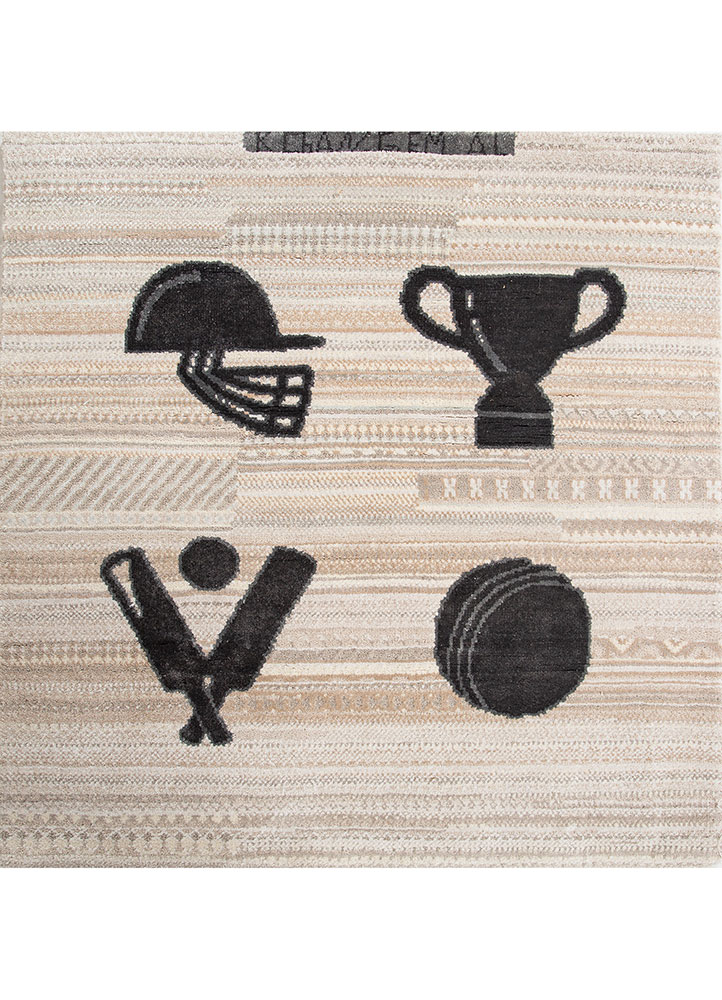 manchaha ivory wool and bamboo silk hand knotted Rug - HeadShot