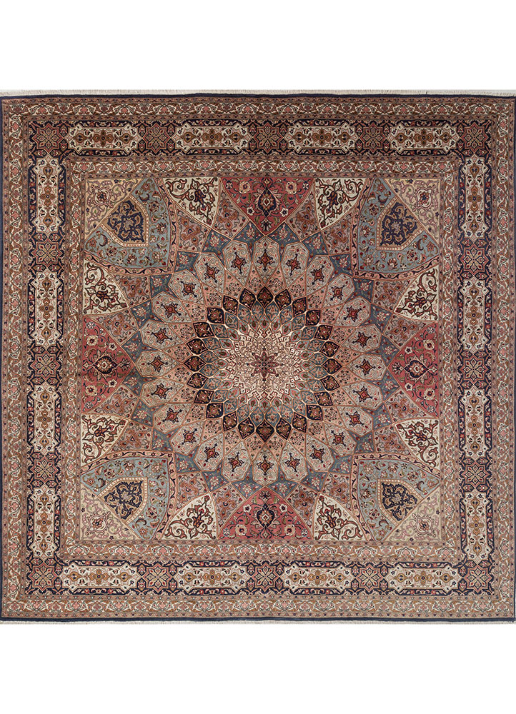 gulmarg blue wool and silk hand knotted Rug - HeadShot