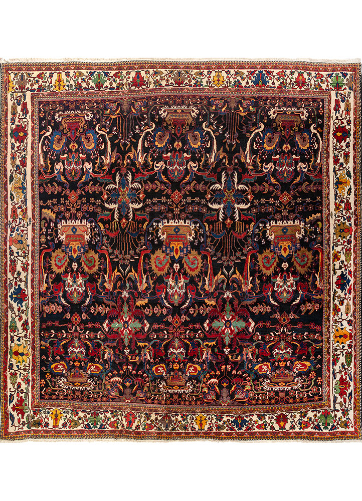 aalam blue wool hand knotted Rug - HeadShot