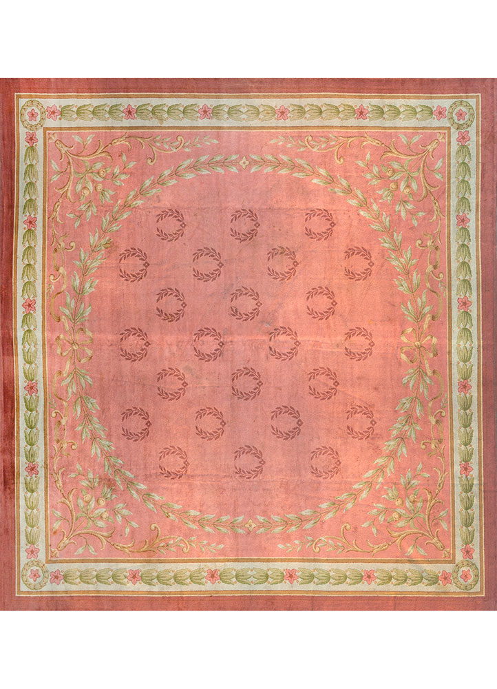 aalam red and orange wool hand knotted Rug - HeadShot