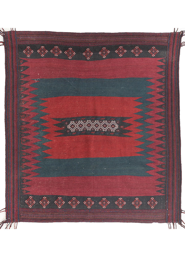 nayaab red and orange wool flat weaves Rug - HeadShot