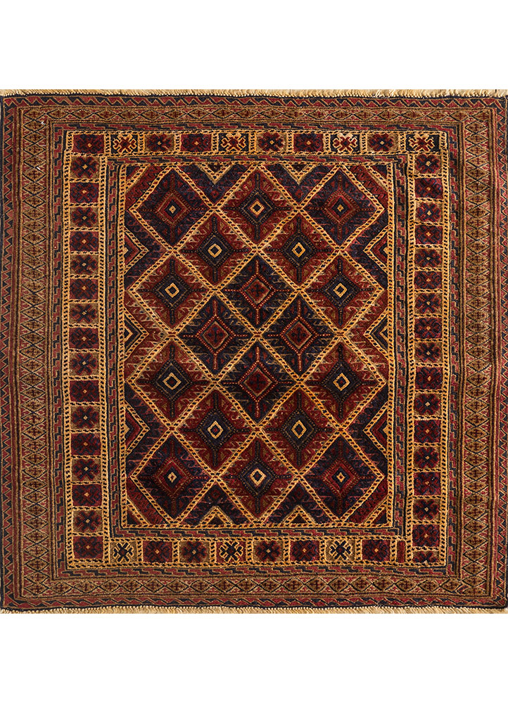 gulnar gold wool hand knotted Rug - HeadShot