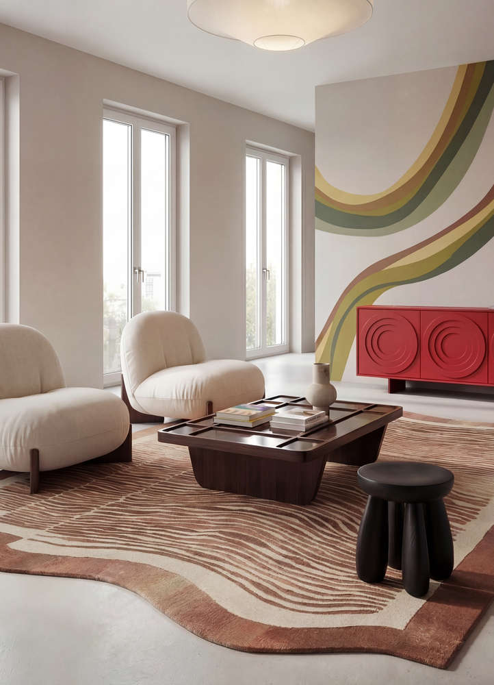 lucid ivory wool and viscose hand tufted Rug - Rander