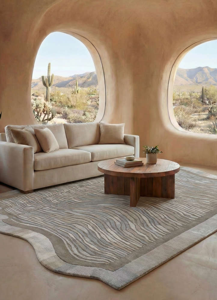 infini blue wool and viscose hand tufted Rug - Rander