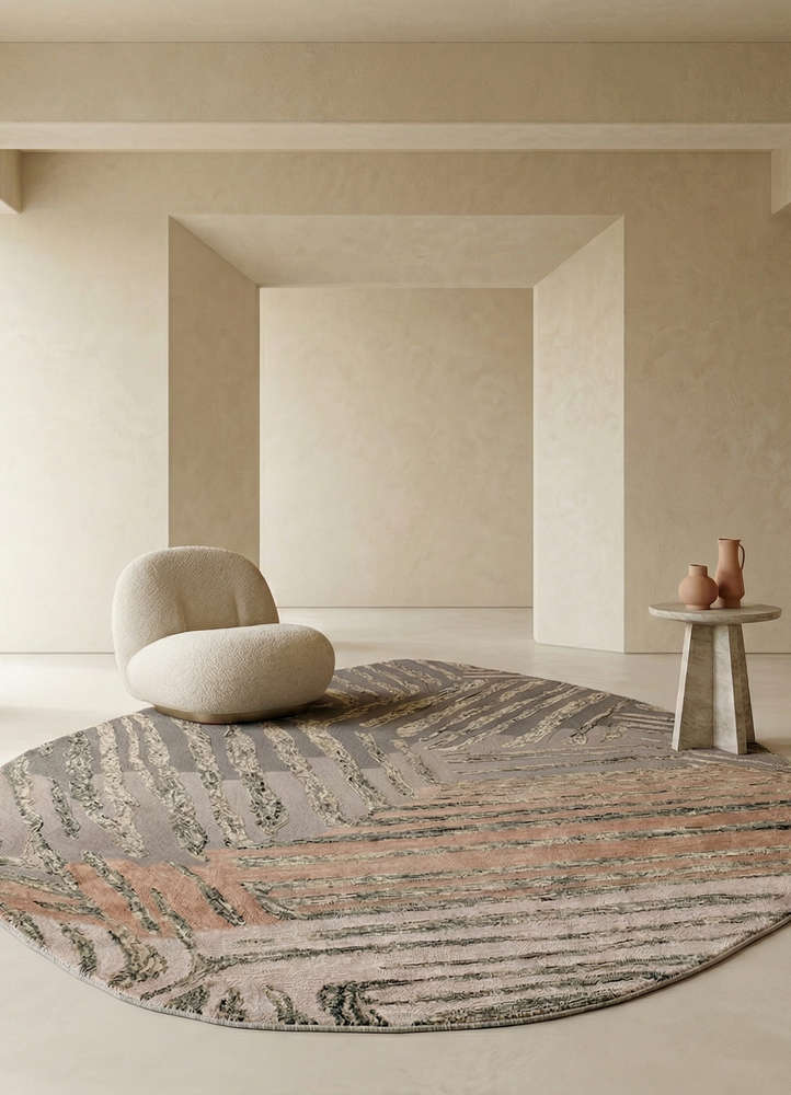 pathways blue wool and viscose hand tufted Rug - Rander