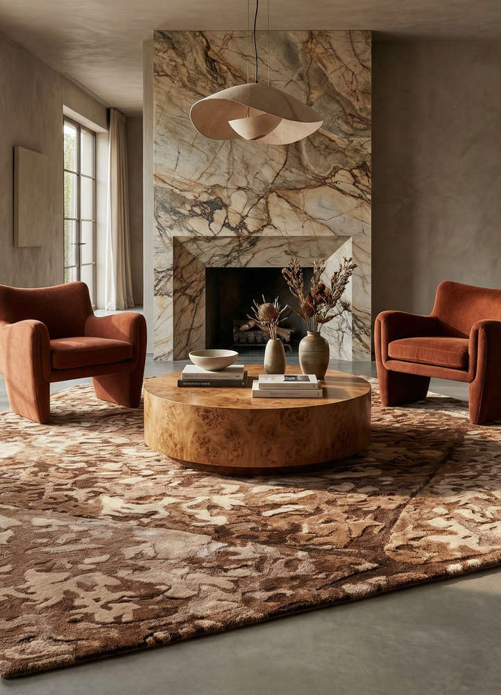 infini red and orange wool and viscose hand tufted Rug - Rander