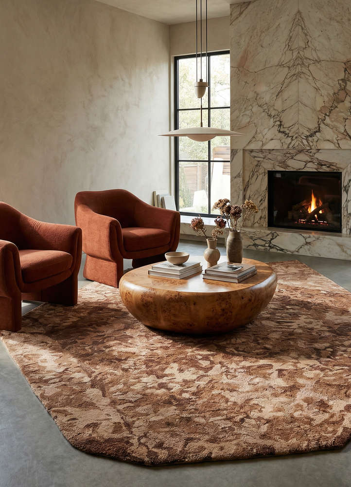 infini red and orange wool and viscose hand tufted Rug - Rander