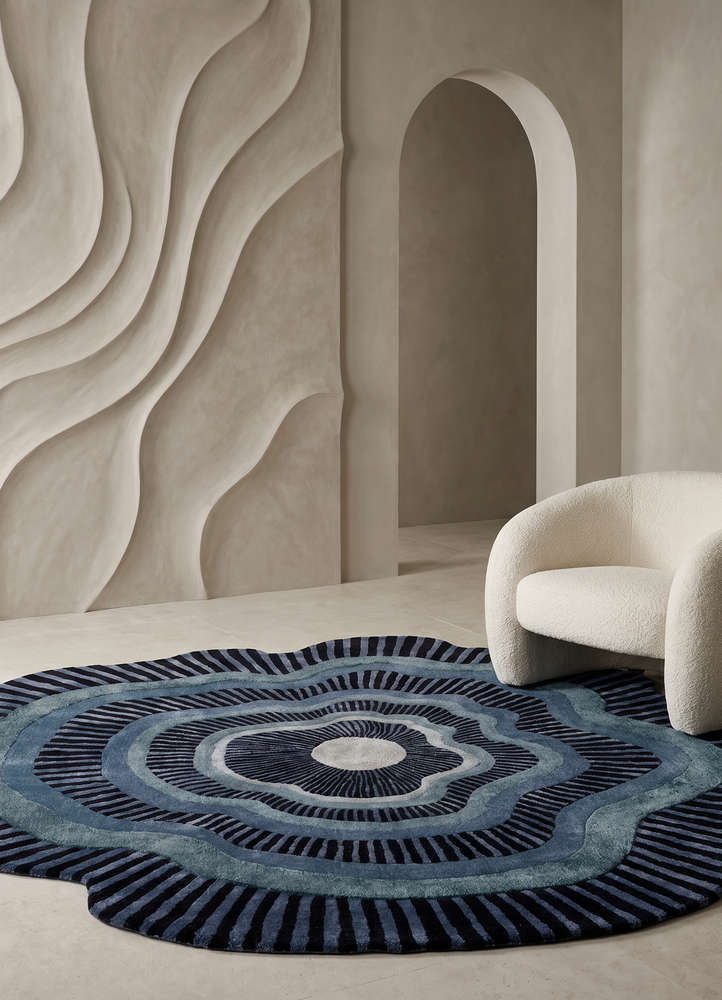 adrift grey and black wool and viscose hand tufted Rug - Rander