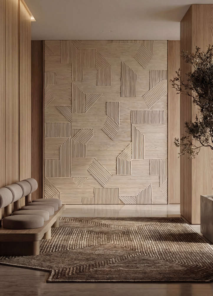 cera beige and brown wool and viscose hand tufted Rug - Rander