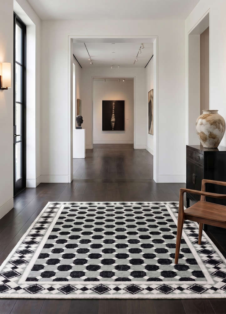 alhambra grey and black wool flat weaves Rug - Rander