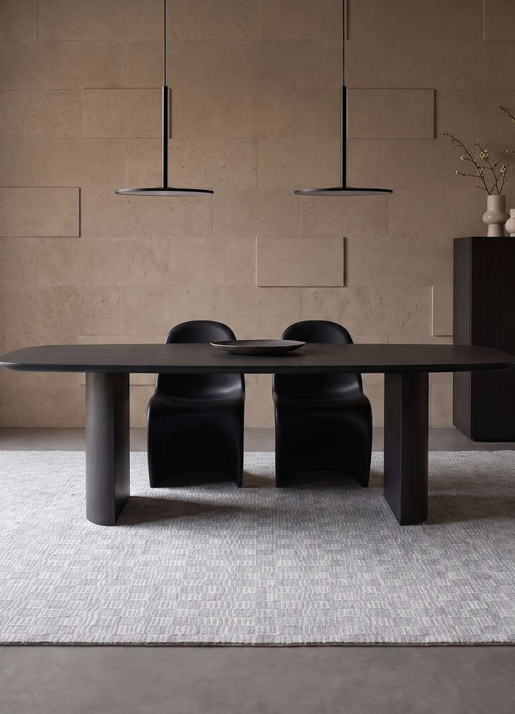 abrash grey and black wool flat weaves Rug - Rander