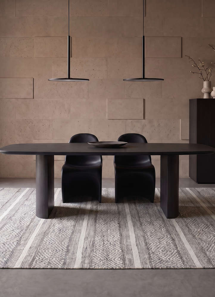 abrash grey and black wool flat weaves Rug - Rander