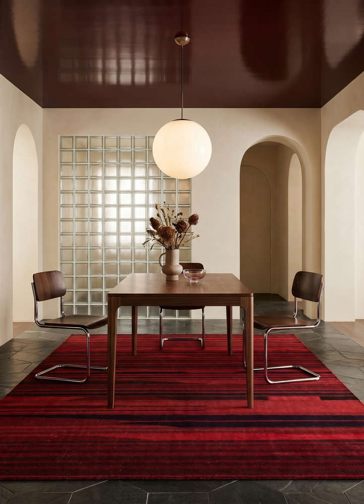indusbar red and orange wool and viscose flat weaves Rug - Rander